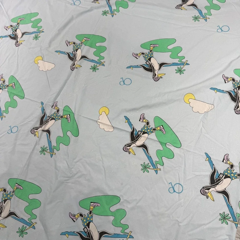 Vintage Ocean Pacific OP Surfing Penguin Twin Sheet Set Retro 80s 90s Bedding